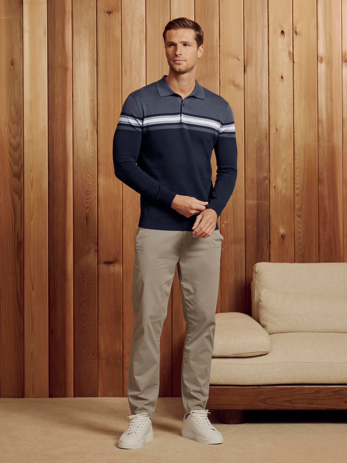 Cotton En Maille Colour Block Boutonné Polo