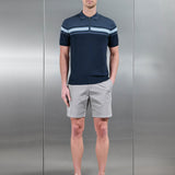 Cotton And Silk Colour Block Zippé Polo