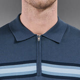 Cotton And Silk Colour Block Zippé Polo