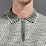 Herringbone Manches Longues Zippé Polo