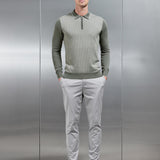 Herringbone Manches Longues Zippé Polo