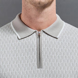 Herringbone Manches Longues Zippé Polo