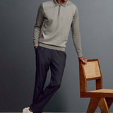 Herringbone Manches Longues Zippé Polo