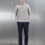 Merino Wool Manches Longues Boutonné Polo In