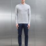 Ribbed Texturé Manches Longues En Maille Zippé Polo