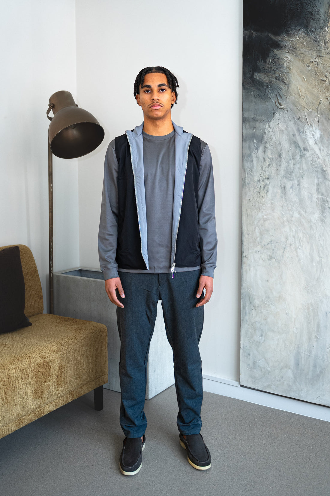 Black Dark Grey Reversible bodywarmer